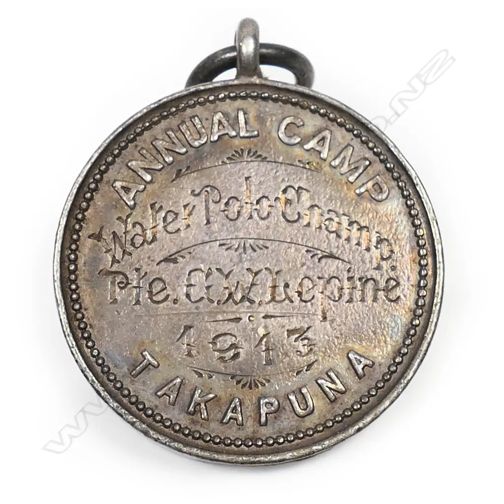 Anton Teutenberg Auckland Infantry Takapuna silver medal 1913, Image 1++